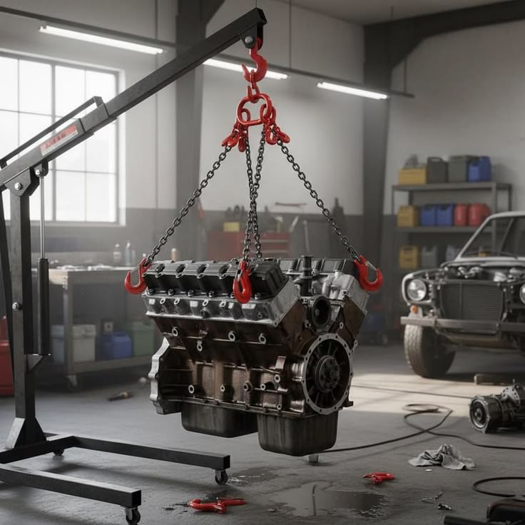 Luxury performance car in workshop